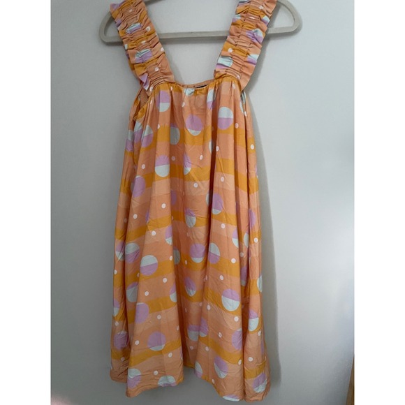 Crosby‎ by Mollie Burch Otto Dress African Sunset Size Small Polka Dot Ruffle - Picture 4 of 9